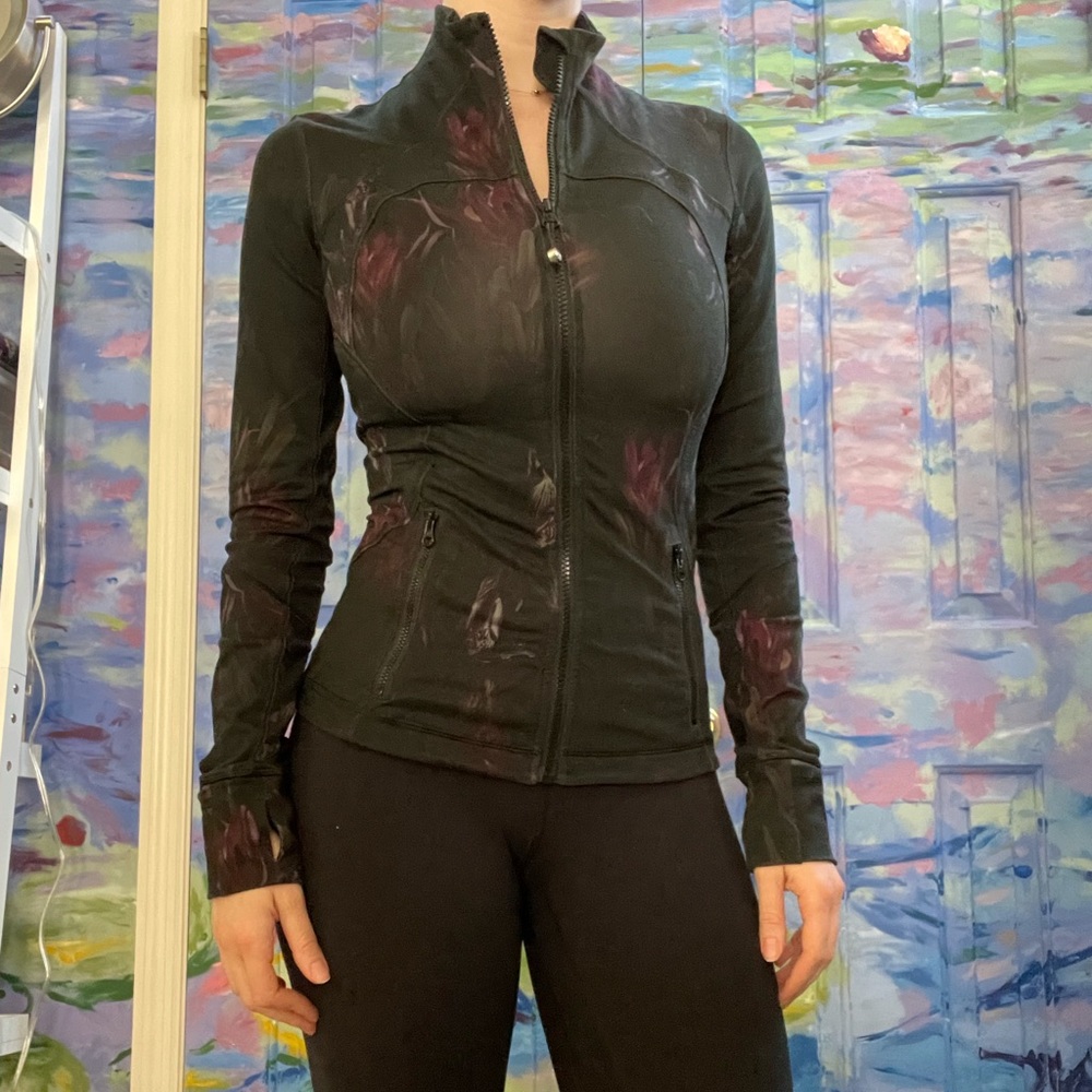 Lululemon Define Jacket Black Floral Print Sz 4